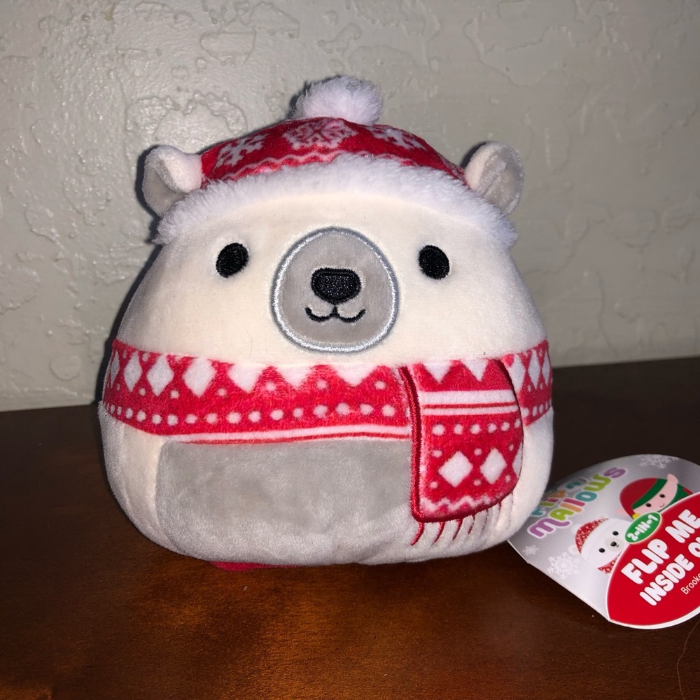 New! Squishmallows Brooke the Polar Bear Fred the Elf 5” Flip-a-mallow